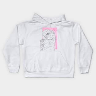 galah cockatoo lineart pink backgroud portrait watercolor Kids Hoodie